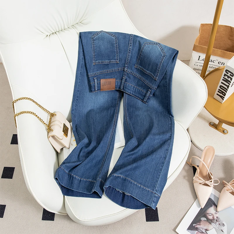 弹力薄款莱塞尔天丝牛仔裤女2025夏季新款宽松显瘦不贴腿阔腿裤