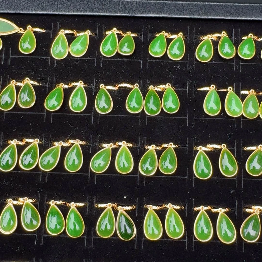 和田玉银S925镀金镶嵌耳饰多样性发货拍一发一