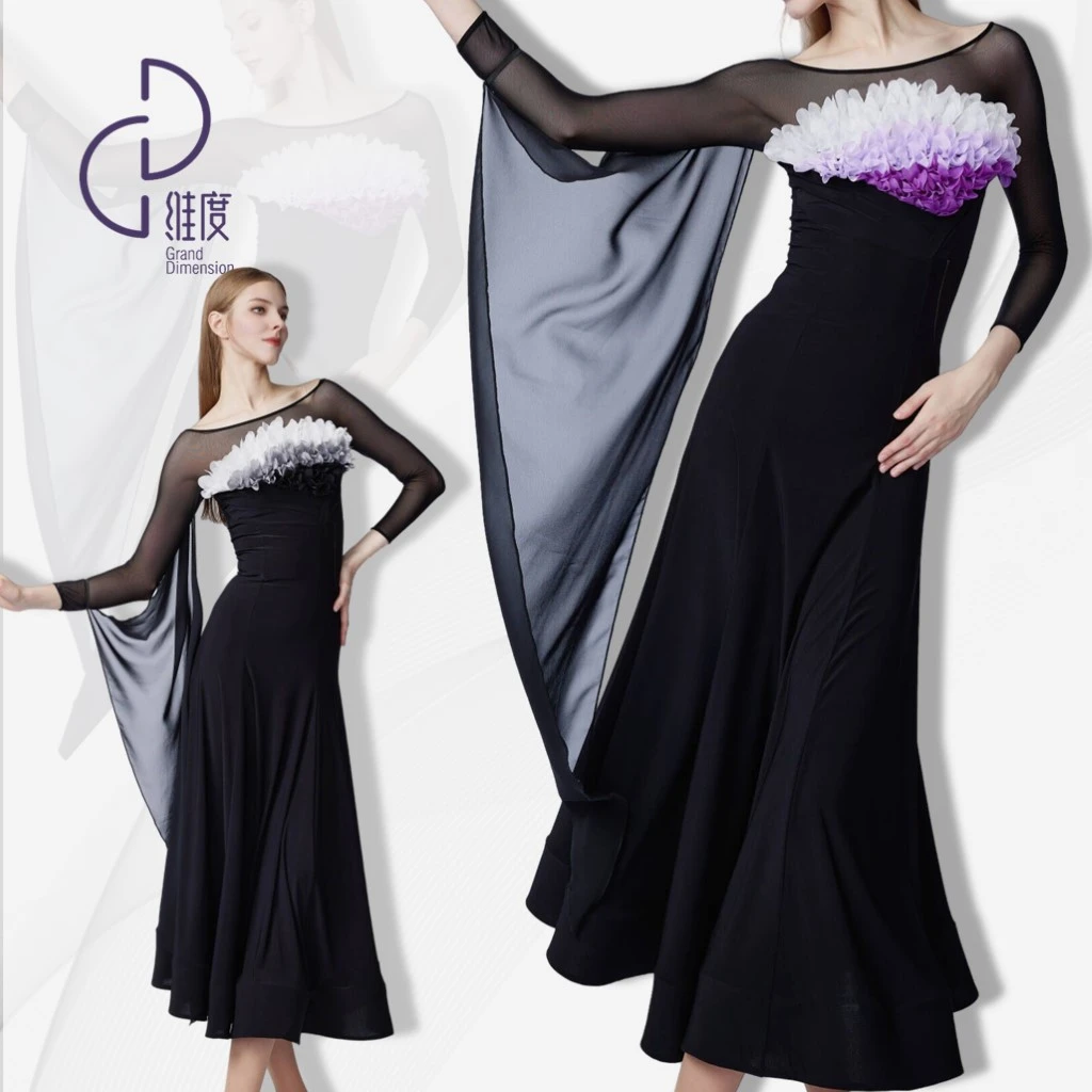 【维度舞服】L62新款连衣裙摩登蹈服拉丁舞女华尔兹练习服飘逸长款