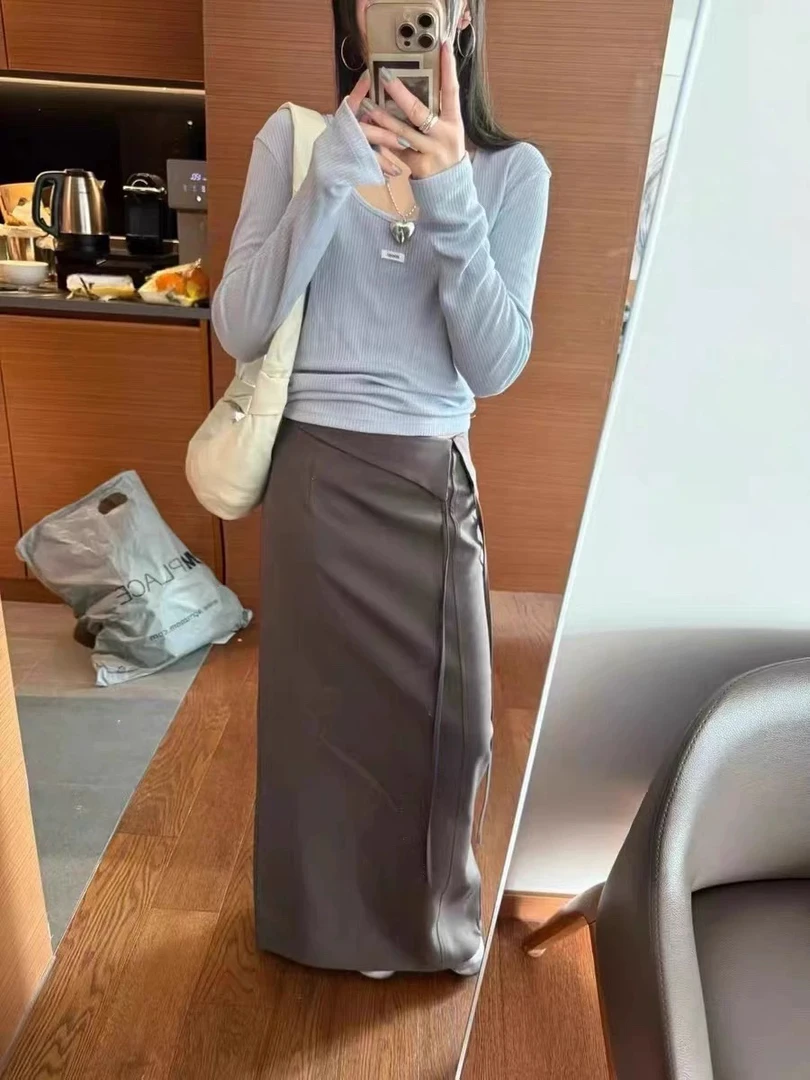 【粉风】东大门·wearable*时髦小英文贴标纹理打底上衣