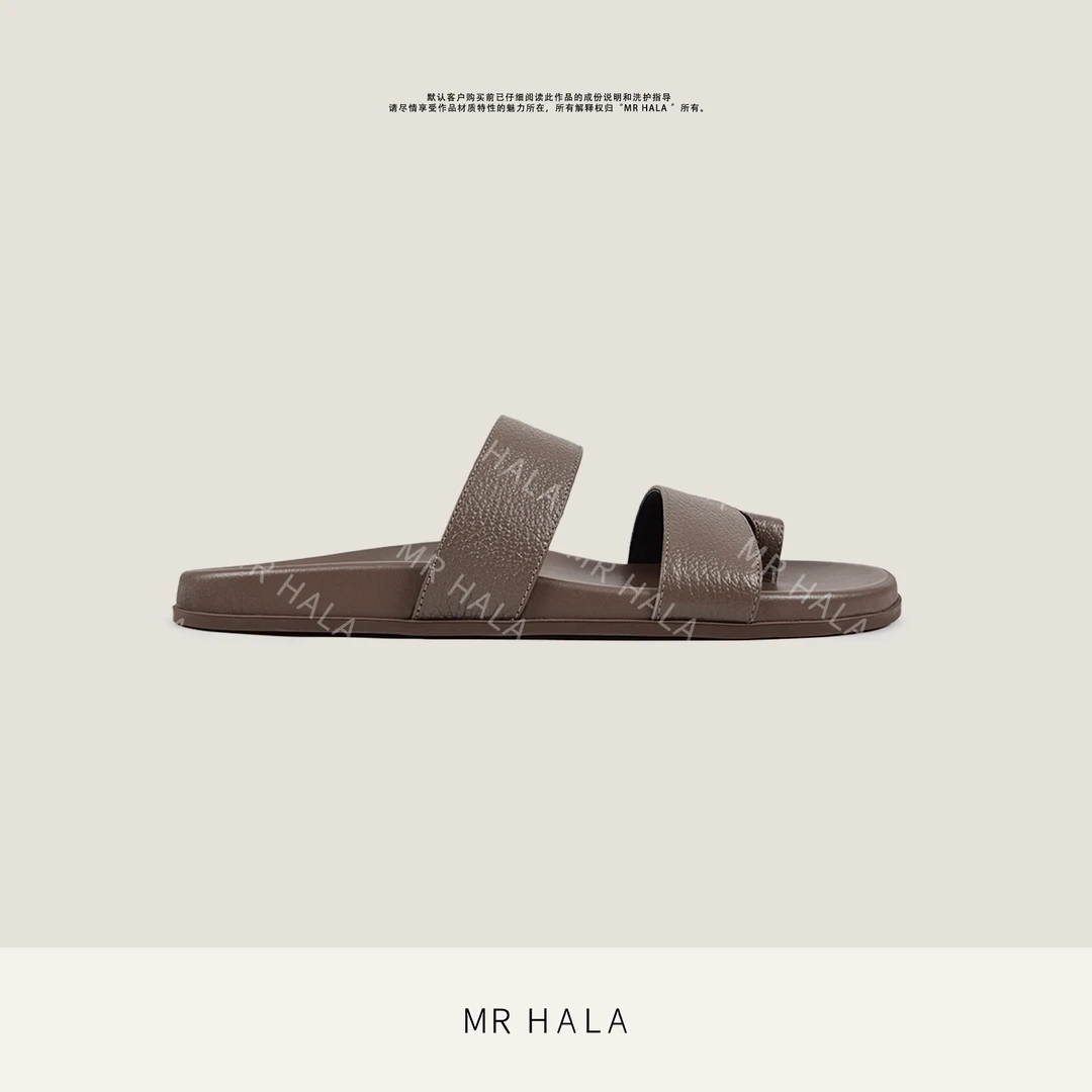 MRHALA 隼影手工植鞣羊皮软底夹脚拖鞋 LX54059