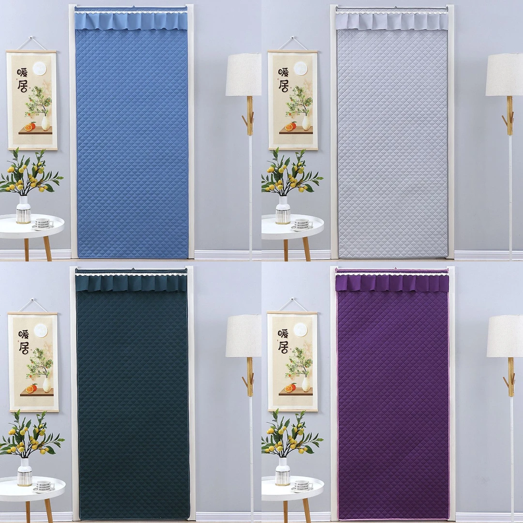 免打孔家用防风棉门帘布艺保暖冬季厨房卫生间隔断帘加厚帘子