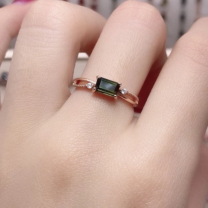 碧玺银S925镶嵌戒指戒指