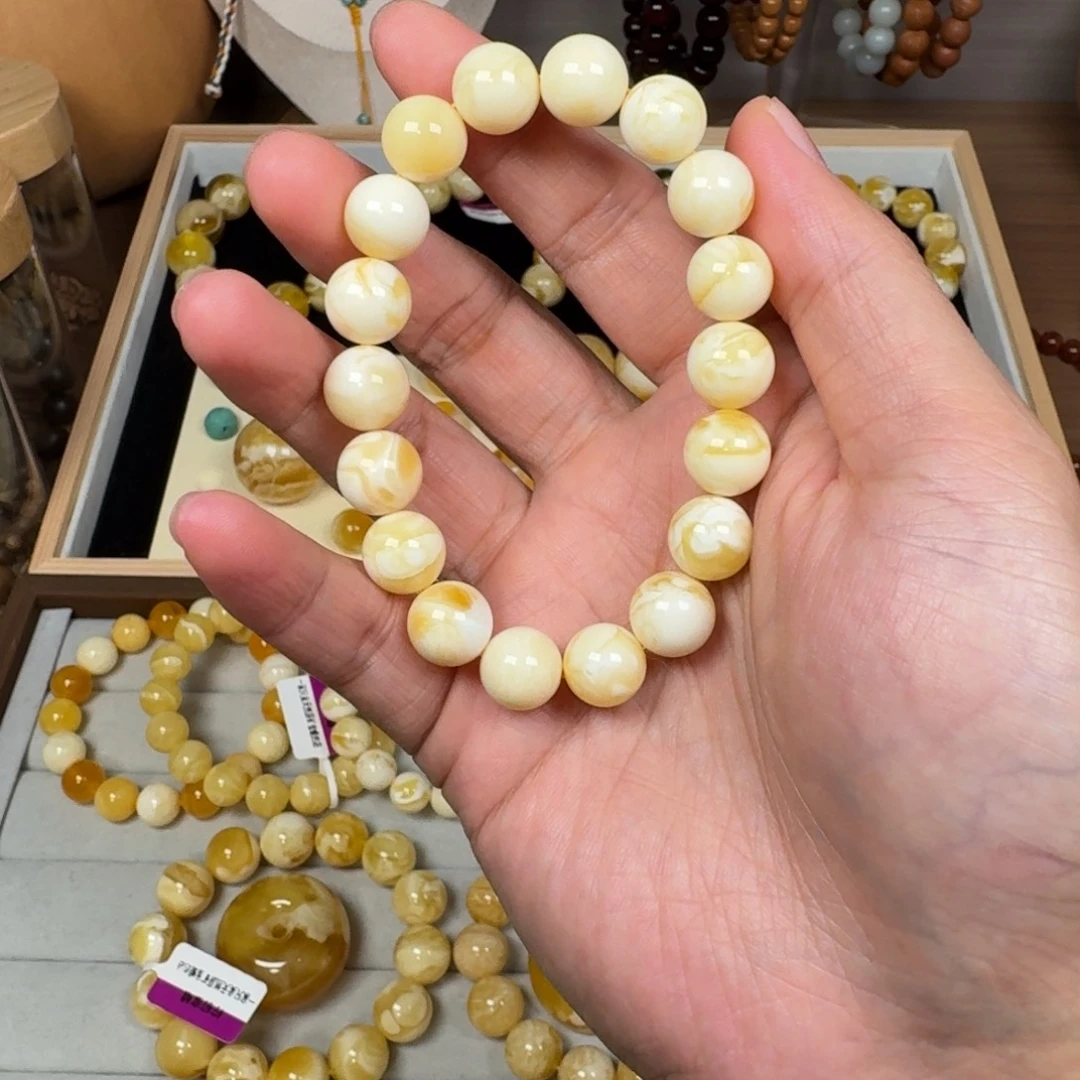 云****蜜蜡未镶嵌手链11白蜡手串