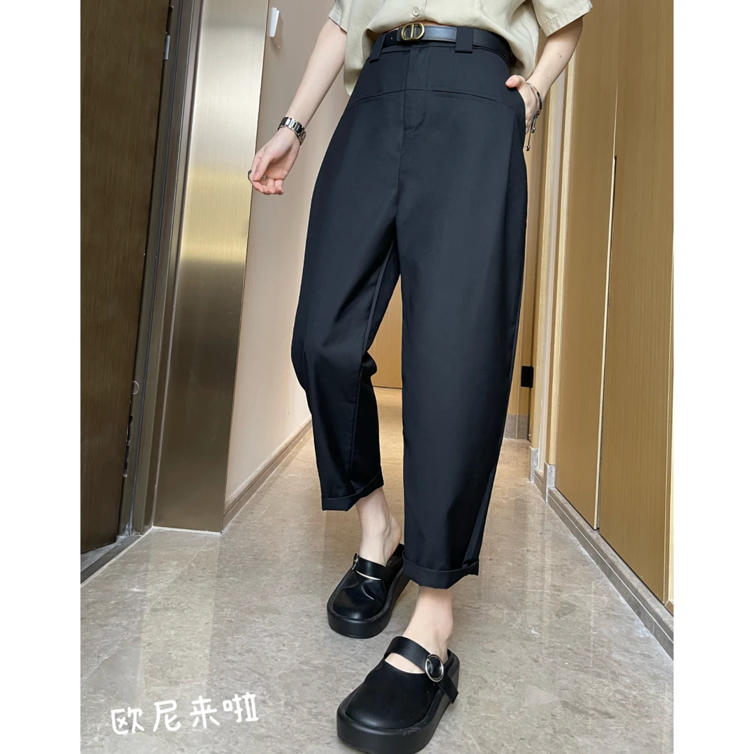 欧尼家【拽姐裤】时髦女孩百搭单品纯色系藏肉香蕉阔腿休闲裤高腰