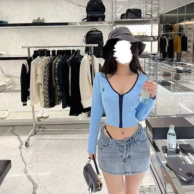 胖鹅张~性感心机斜腰牛仔低腰半裙#p222