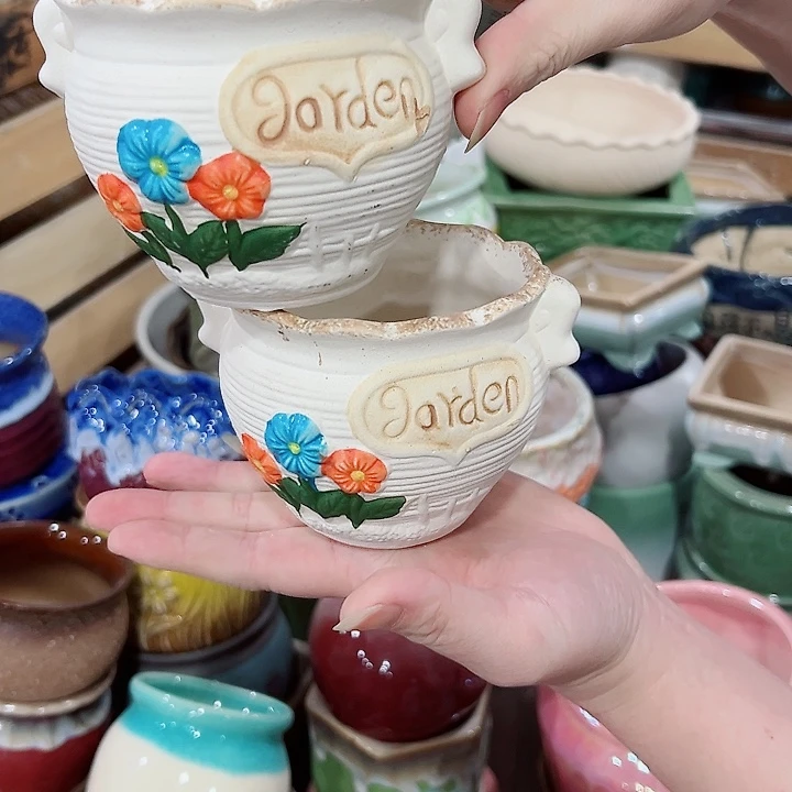 有孔.凑满10元发货多肉陶瓷花盆！