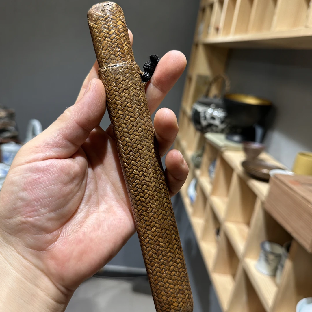 大年份，瑕疵手工编织，漆器烟管