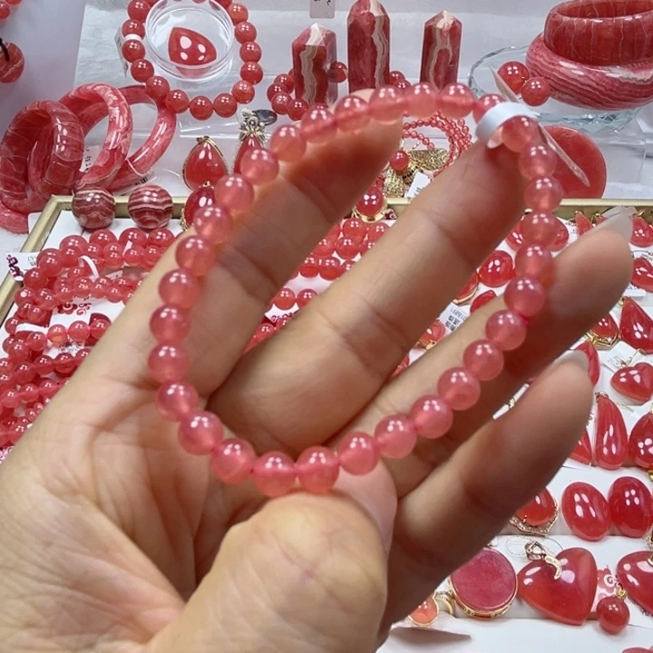 菱锰矿（红纹石）未镶嵌手串