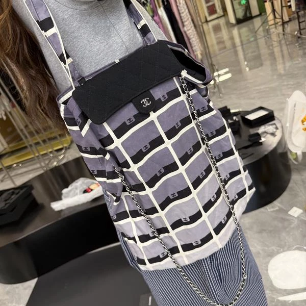 Chanel二合一托特帆布面拼单肩折叠包包