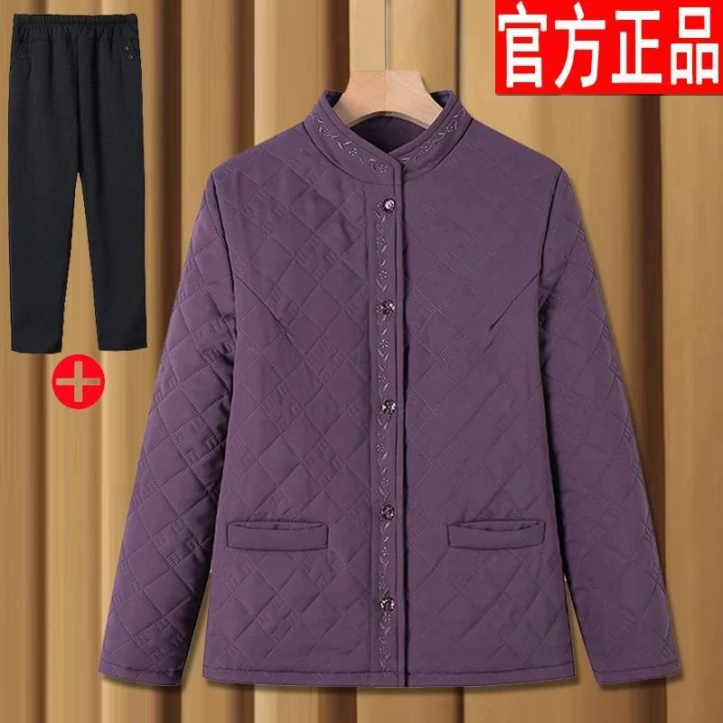 奶奶装小棉袄老年人秋冬季加绒内胆妈妈女装加肥加大码老人衣服新
