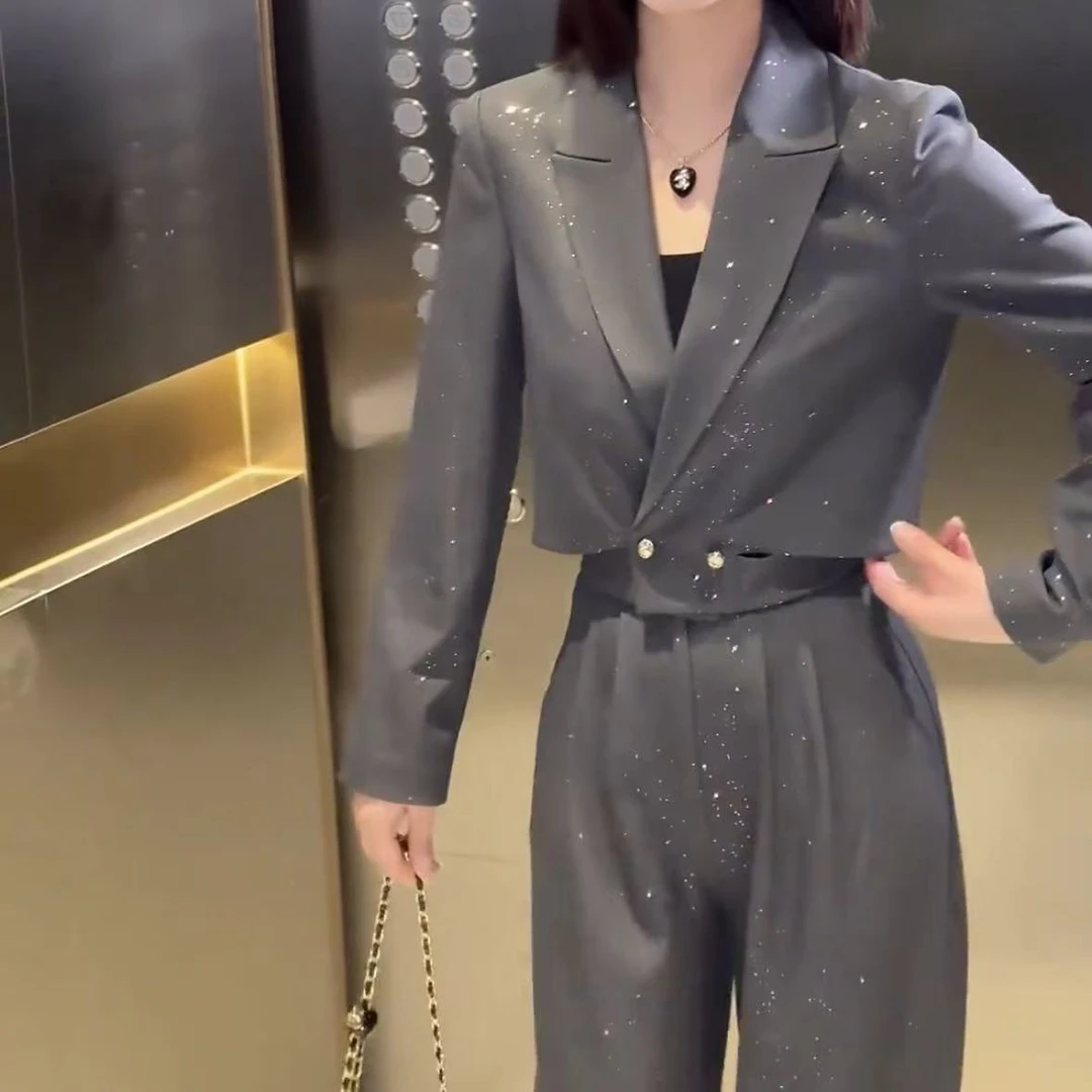 2025春季新款时尚显瘦气质女士网红洋气两件套百搭款D7456