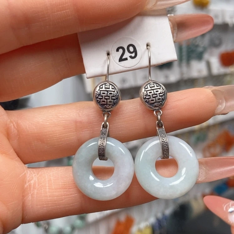 【闪购商品】翡翠耳饰银S925镶嵌耳饰