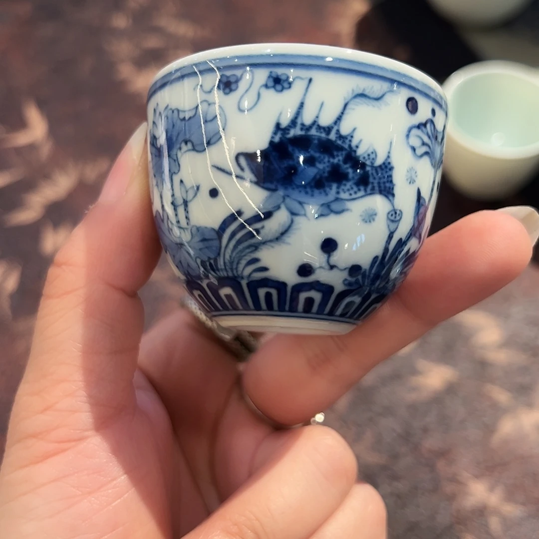 钟家窑柴窑鱼藻纹杯杯杯