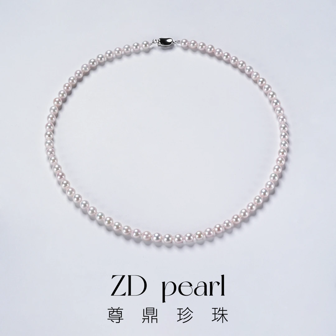 【尊鼎珍珠】S925银海水珍珠中国南珠白珠项链5-6mm