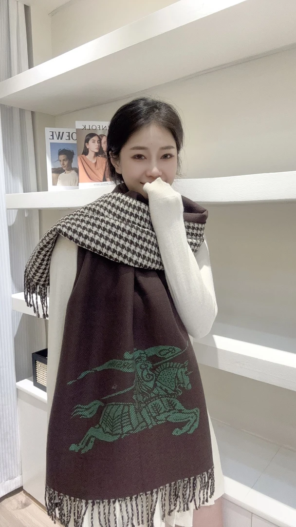 冬季时尚围巾百搭双面女士加厚韩版秋冬千鸟格保暖长款经典