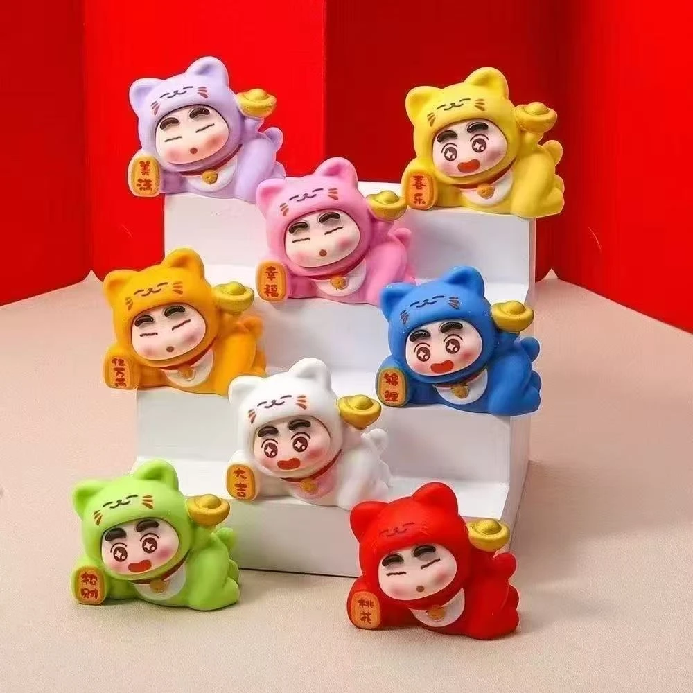 对对碰直播拆 招财猫小新DIY饰品摆件