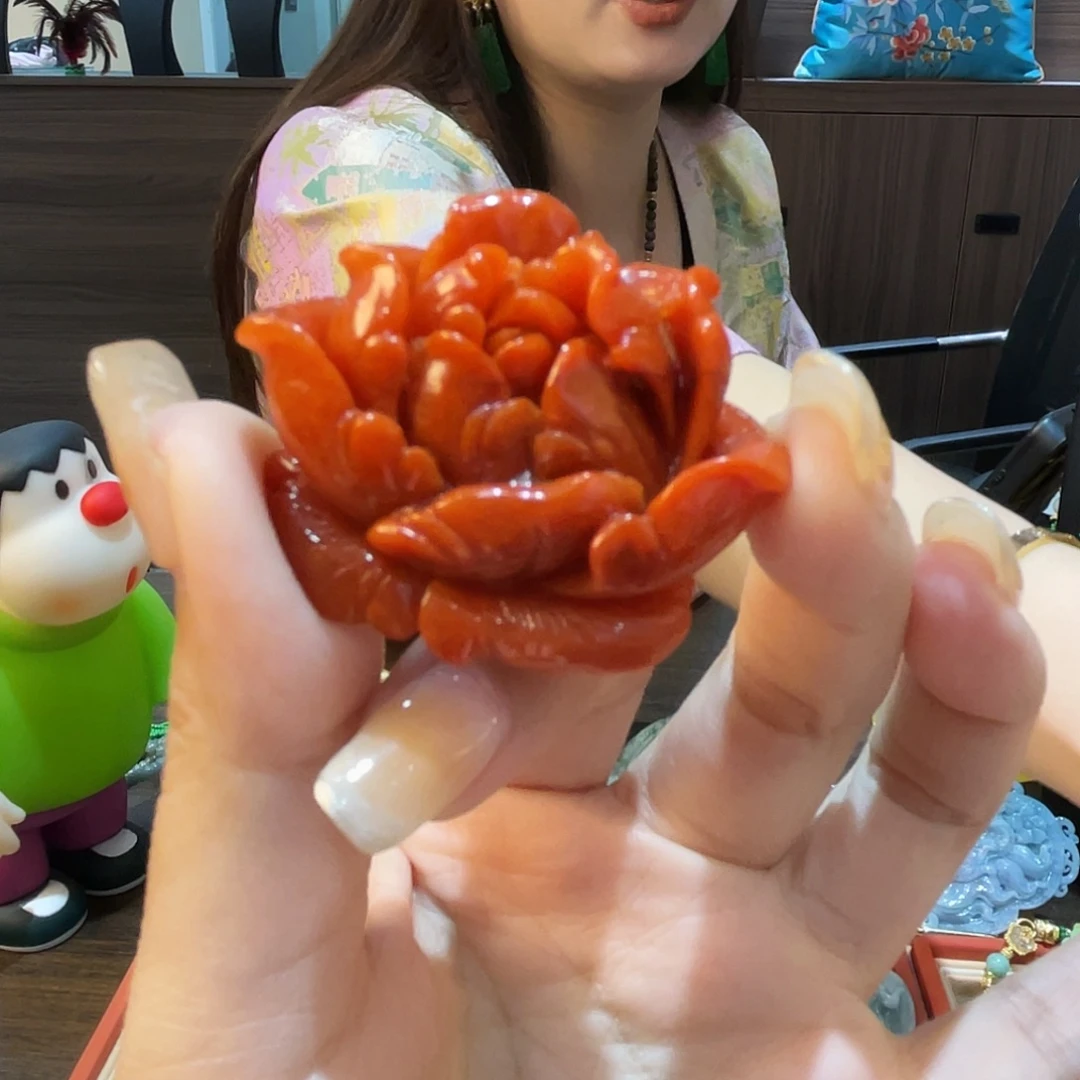 小***丁未镶嵌手串翡翠手牌牡丹花