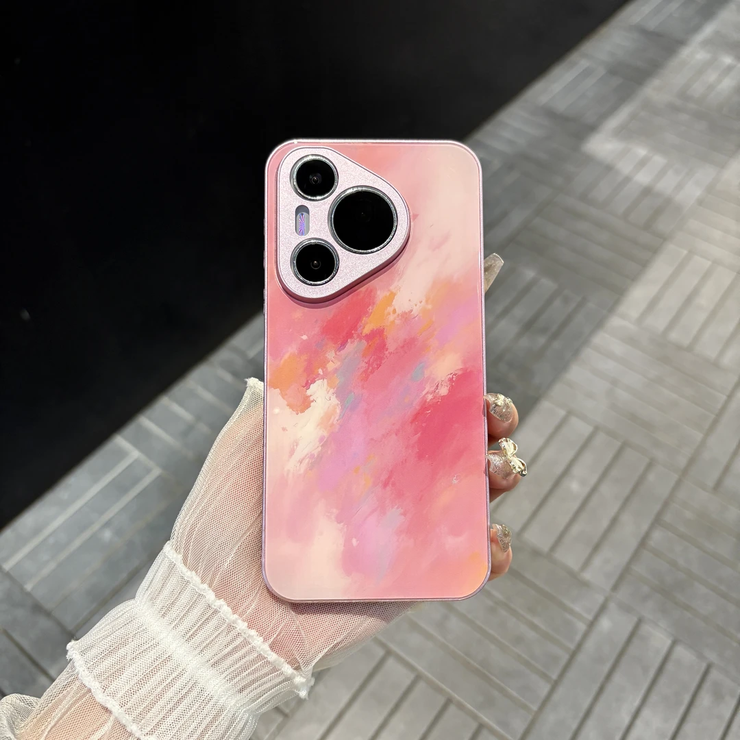 苹果/华为/oppo/vivo/小米 ins晕染适用pura70肤感玻璃防摔手机壳