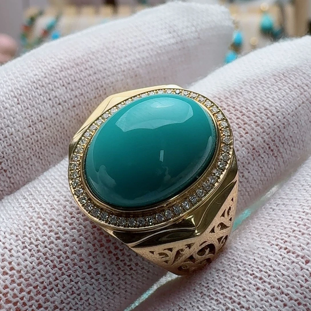 绿松石珠宝奇石18K金镶嵌