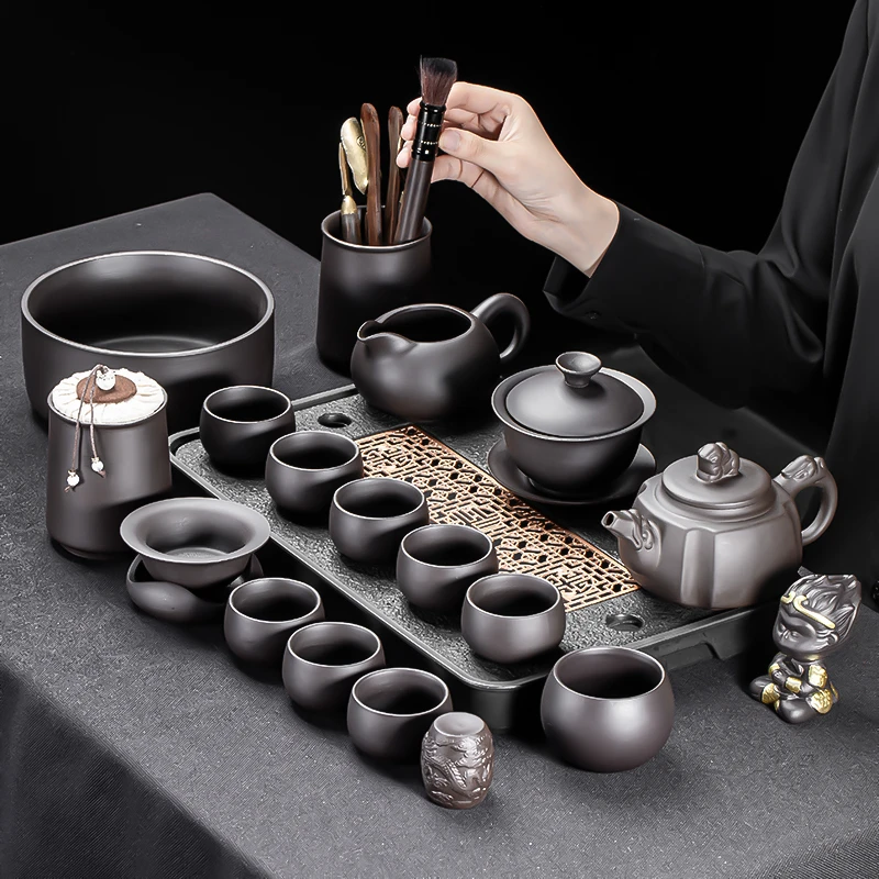 紫砂功夫茶具套装复古貔貅茶壶碗轻奢陶瓷家用办公会客父亲节礼品