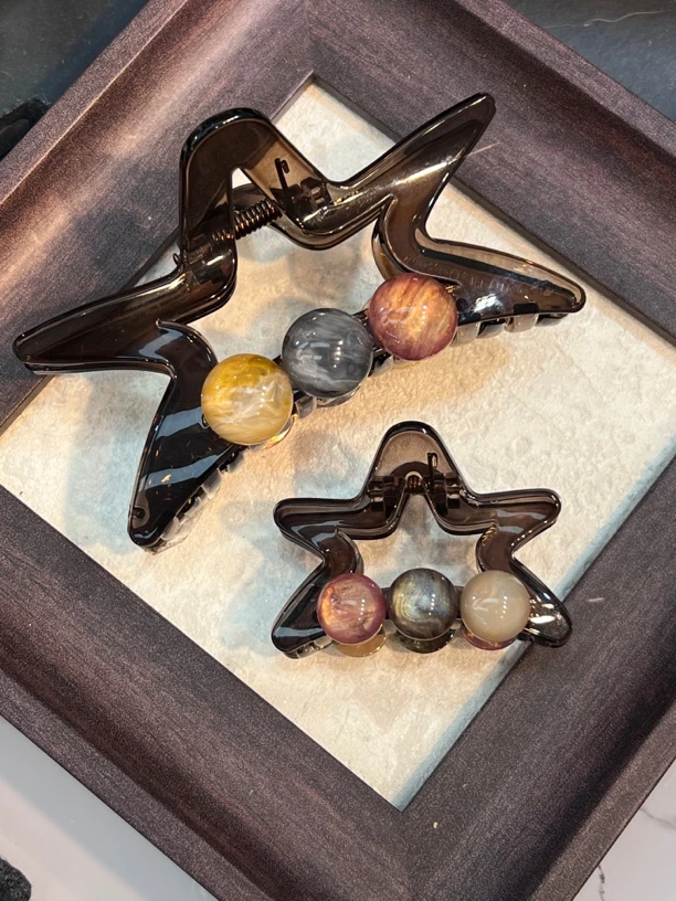 6cm半爪五角星透咖色ins风韩版高马尾抓