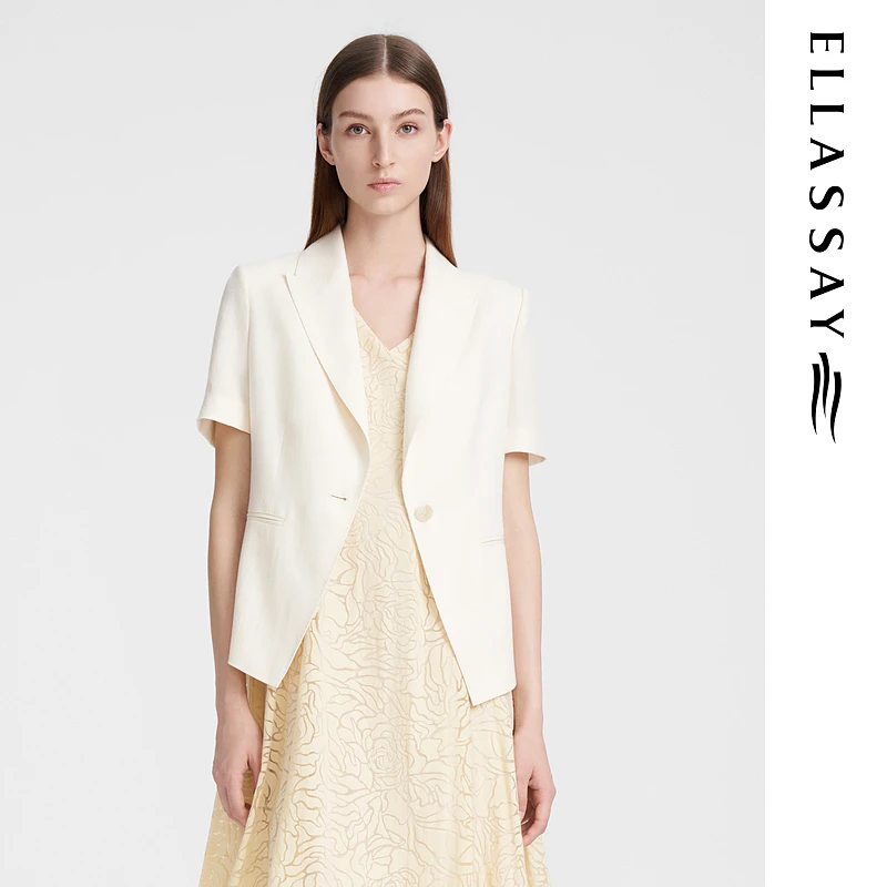 ELLASSAY歌力思夏季新款醋酸通勤短袖西装女EWE352T03200