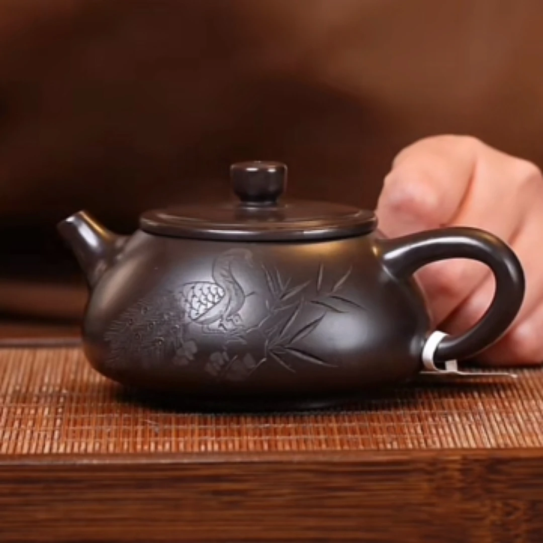 GW701 黑朱泥孔雀石瓢 230cc