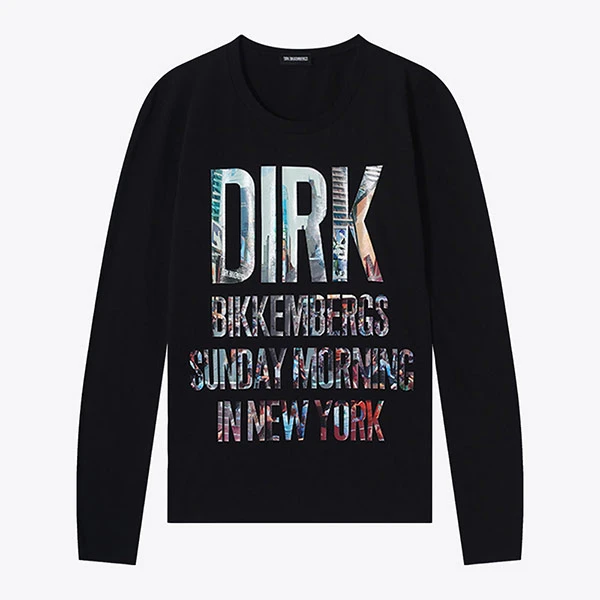 DIRK BIKKEMBERGS印字休闲百搭男士圆领套头长袖T恤DW7150174P