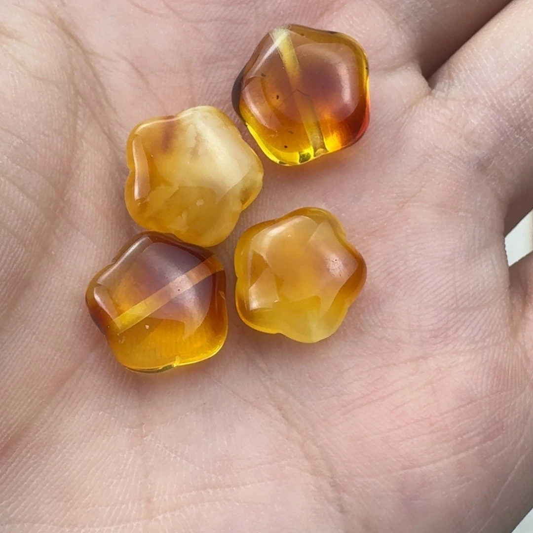蜜蜡未镶嵌珠宝奇石通孔星星 4 个