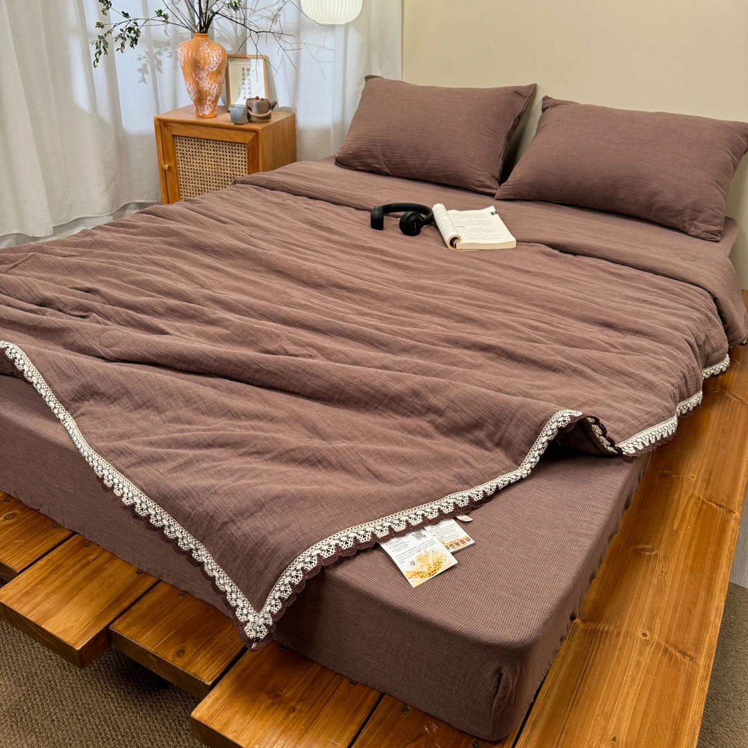 【单夏被】中式侘寂风全棉双层纱嵌绳包边工艺夏凉被双人单人空调被