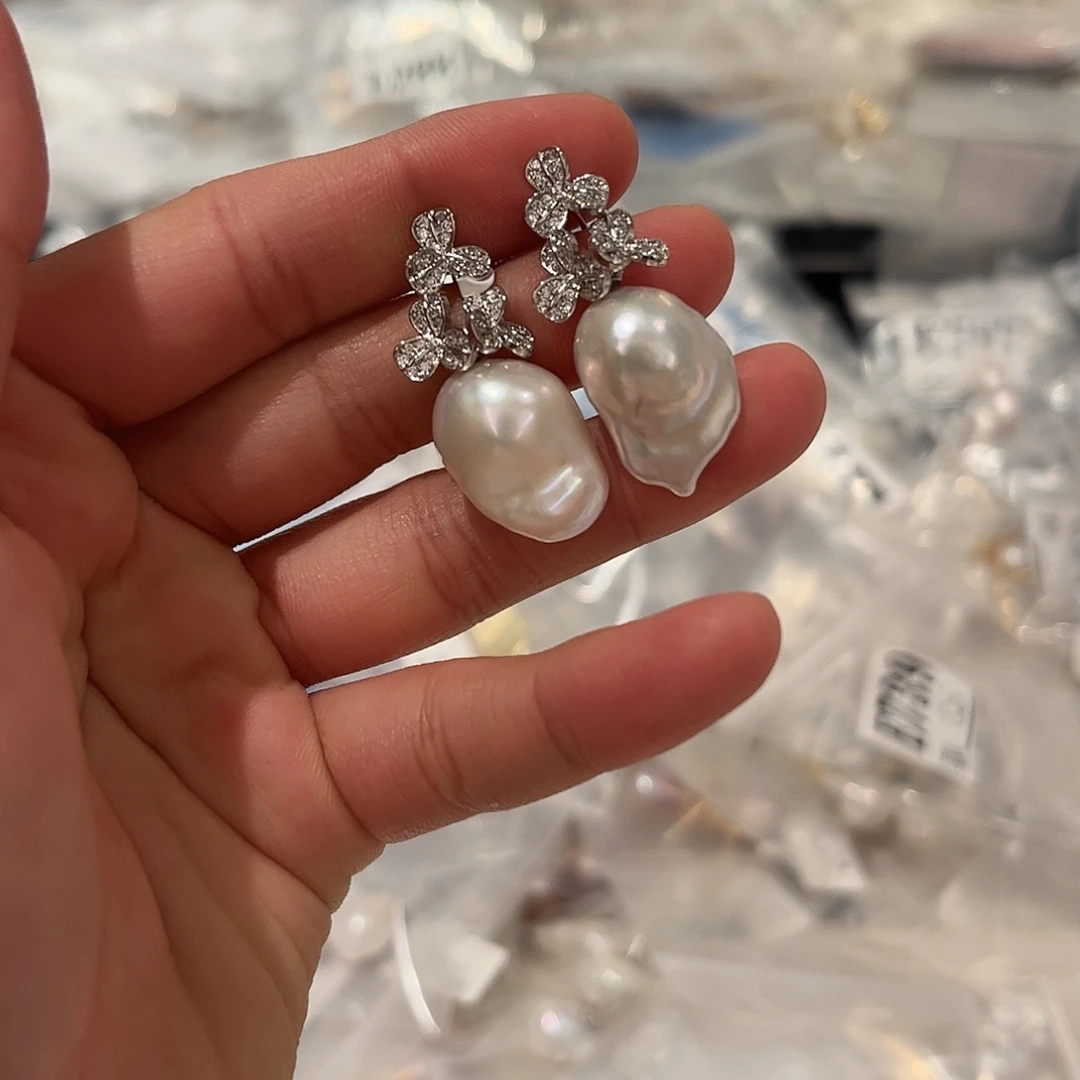 淡水珍珠耳饰合金