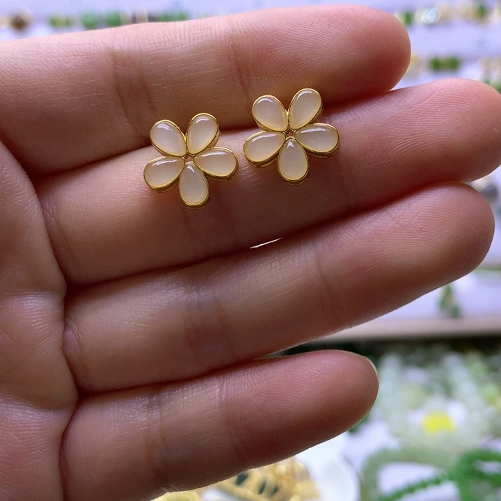 和田玉银S925镶嵌耳饰