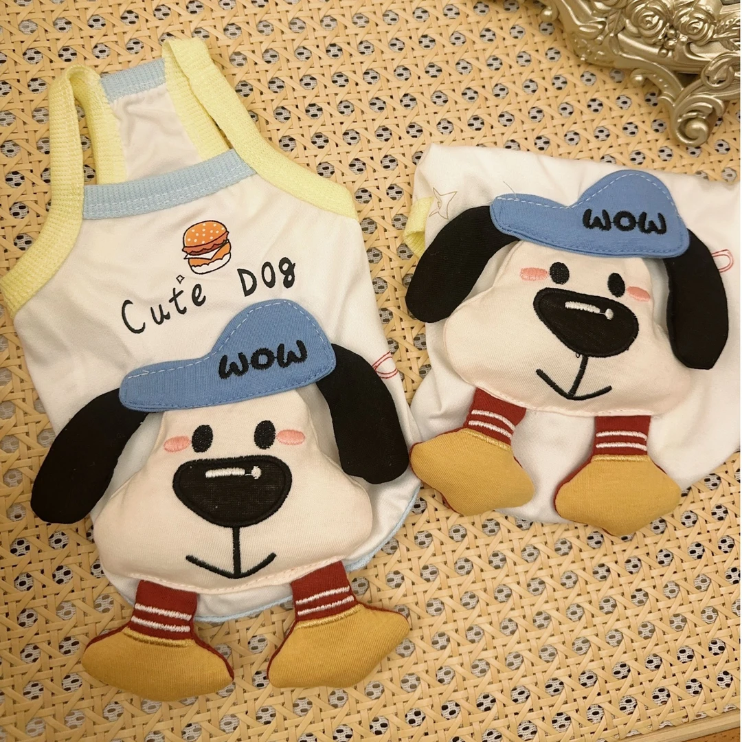 薄款小狗狗衣服春夏新款可爱立体公仔吊带猫咪泰迪比熊小型犬服装