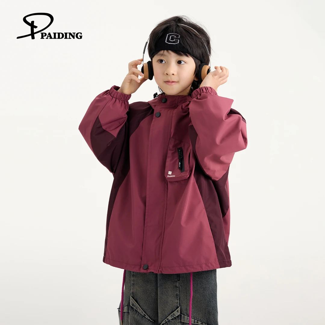 派町春秋装儿童韩版中大童时尚户外休闲宽松连帽外套WPD1015-wpp