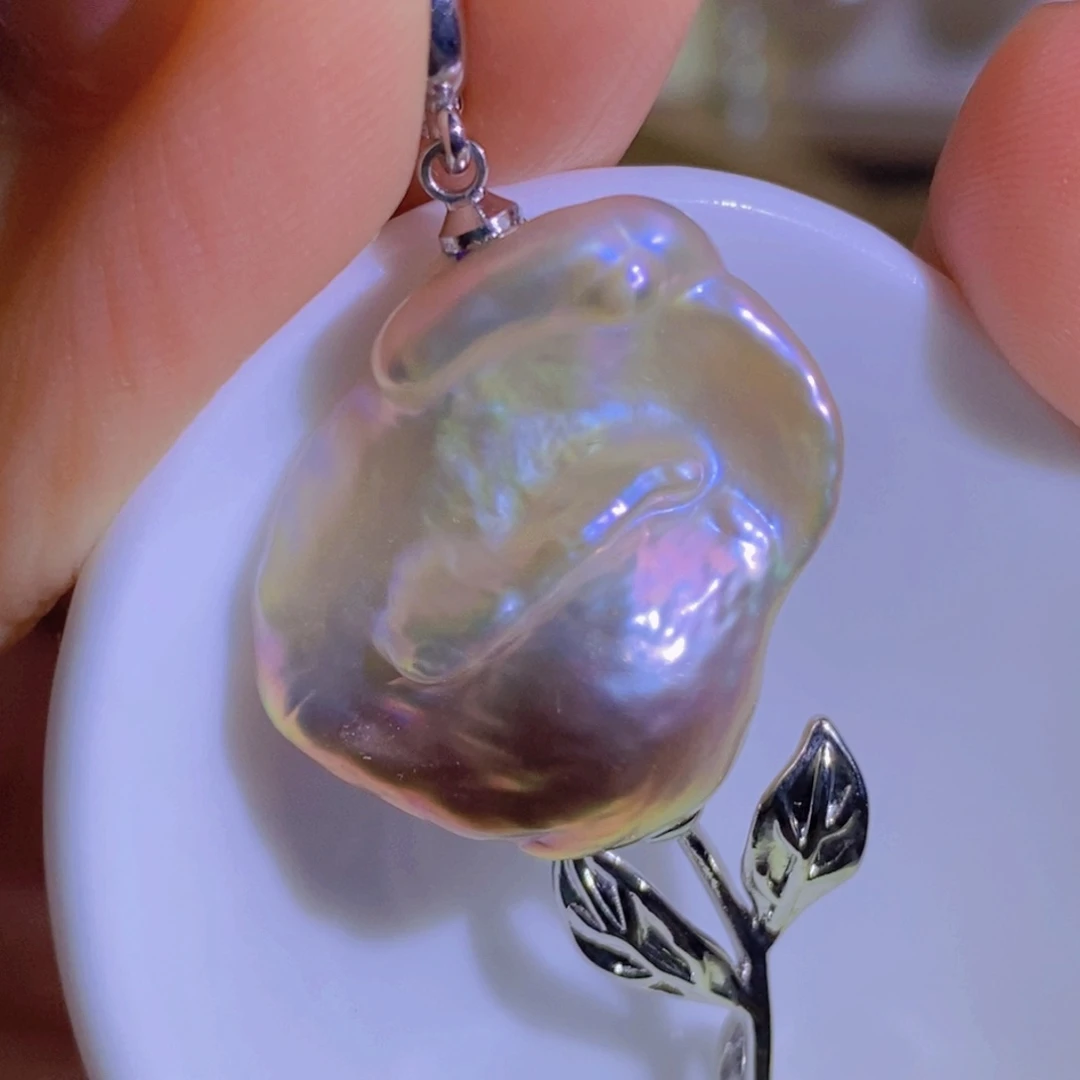 银S925镶嵌天然淡水珍珠淡水珍珠