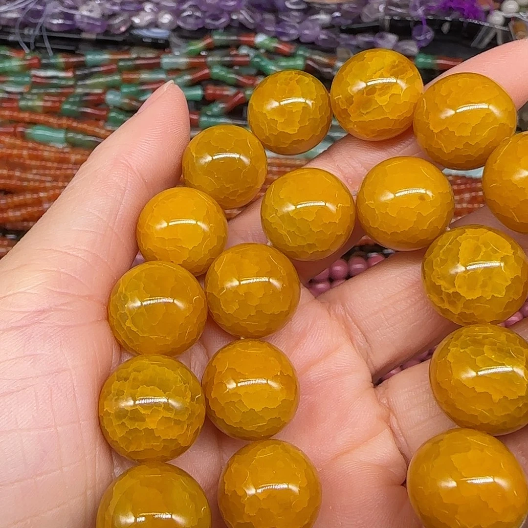 玛瑙/玉髓合金珠宝半成品黄玛瑙15mm一条