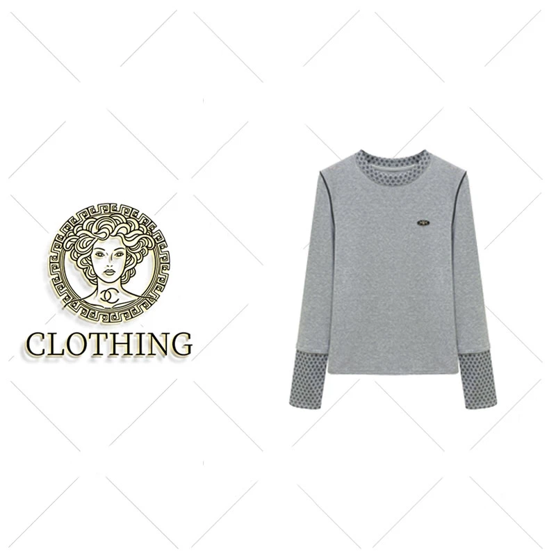 【CLOTHING/原创设计】68123#时尚重工印花拼接T恤2025秋冬休闲上衣