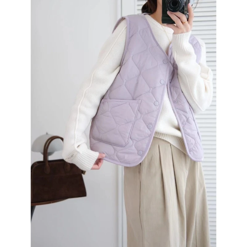 （衣兮气质绗缝菱格马甲）DN4801秋季情侣款纯色百搭保暖内穿马甲G