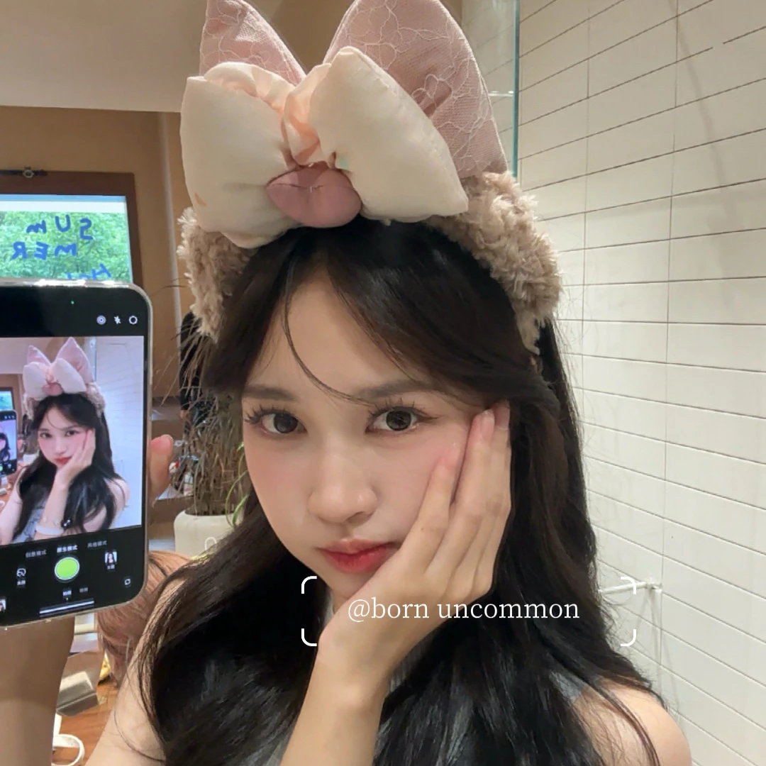 自然色爱心大蝴蝶结雪莉玫平替拍照发箍自然色雪莉玫发箍刘海洗脸