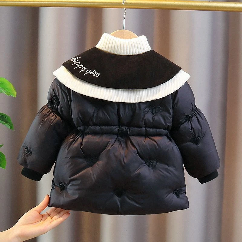 小女童2025百搭棉衣外套冬季新款黑色夹棉棉服外穿女宝宝加厚棉衣