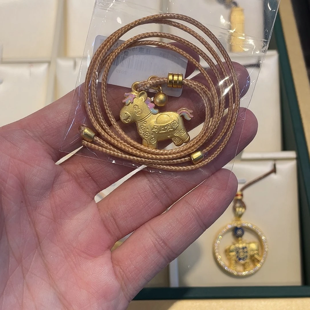 珐琅足银小马吊坠