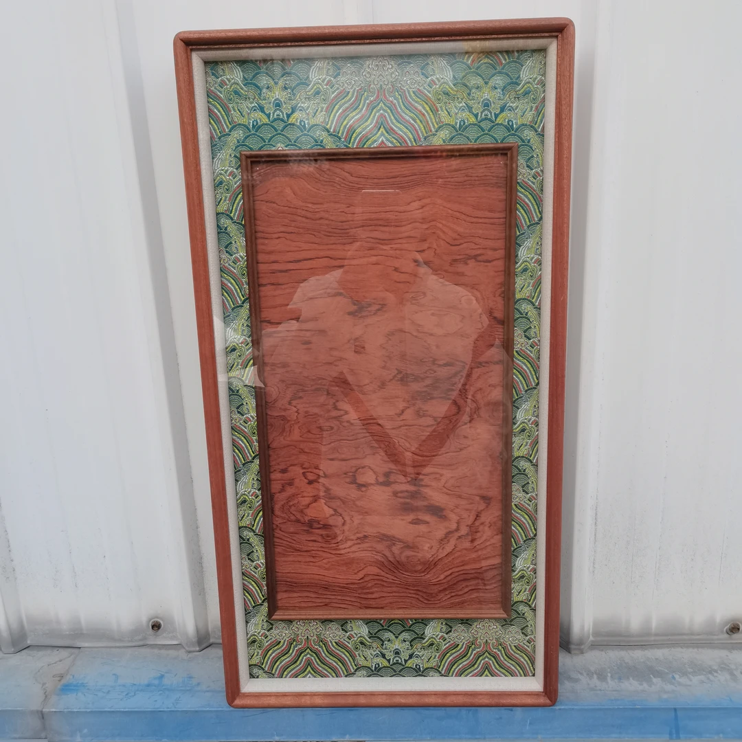 升级版宋锦一品江山黑金海浪纹—65x33乌檀木框中框画框【5张卡纸】