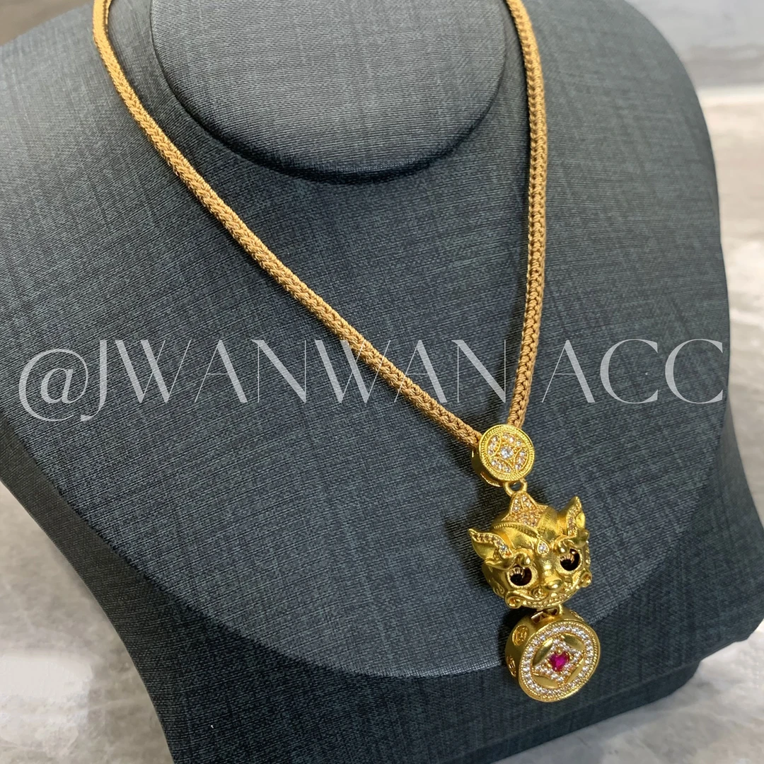 铜合金锆石项链 东方链.新国风韦雪同款貔貅圆环金色项链08MY2679