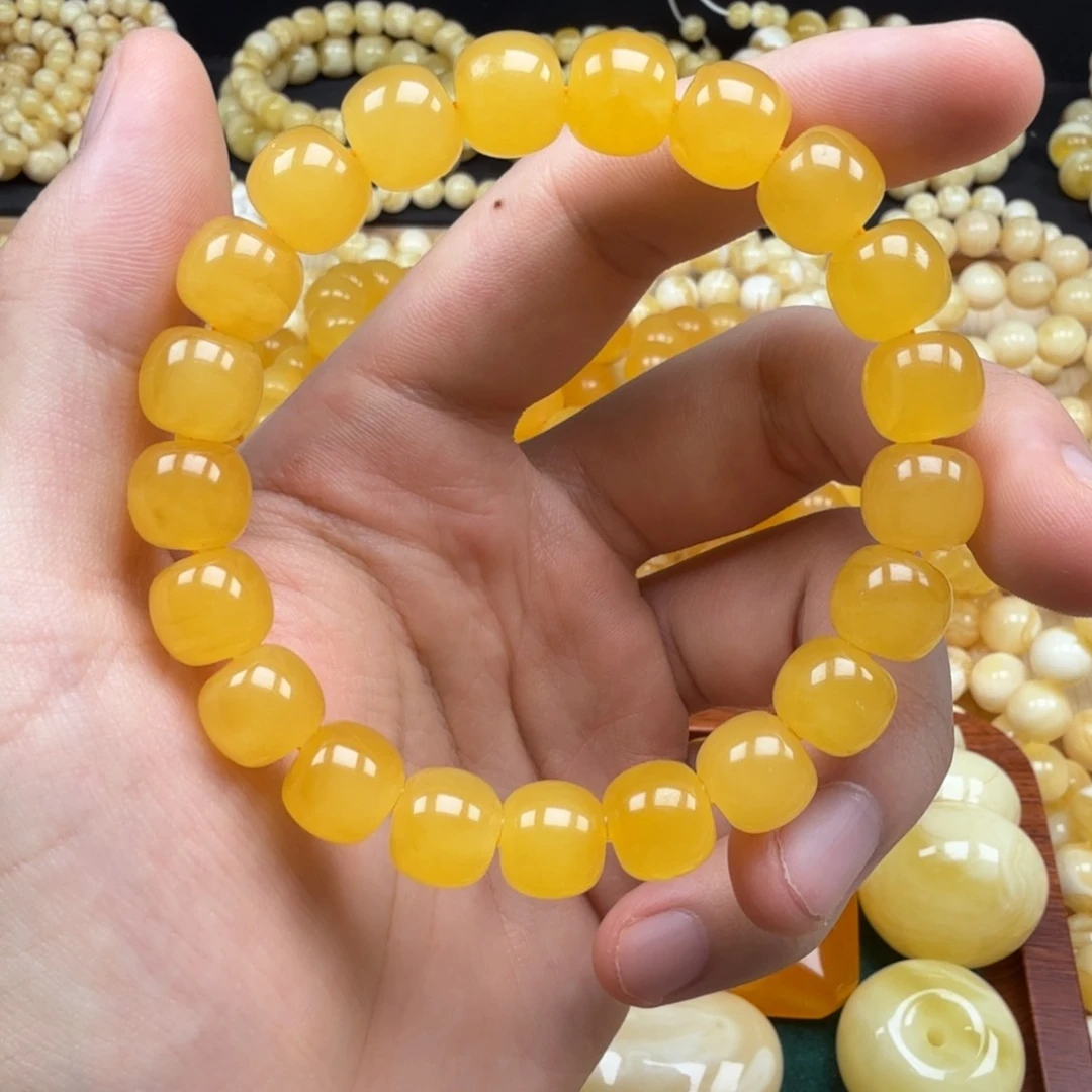 手串蜜蜡未镶嵌10+焦皮料鸡油红精工老型手串