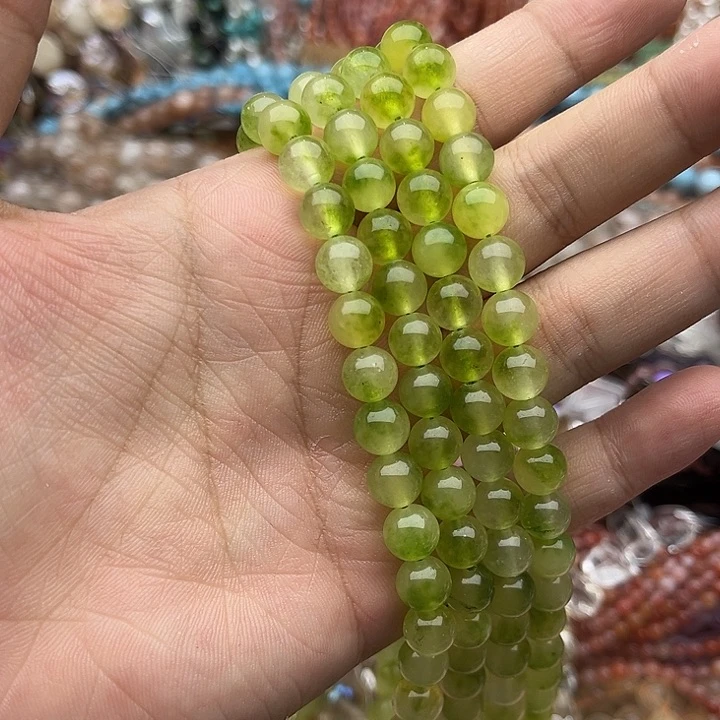 玛瑙/玉髓未镶嵌珠宝半成品一条6.5mm左右绿翡飘花