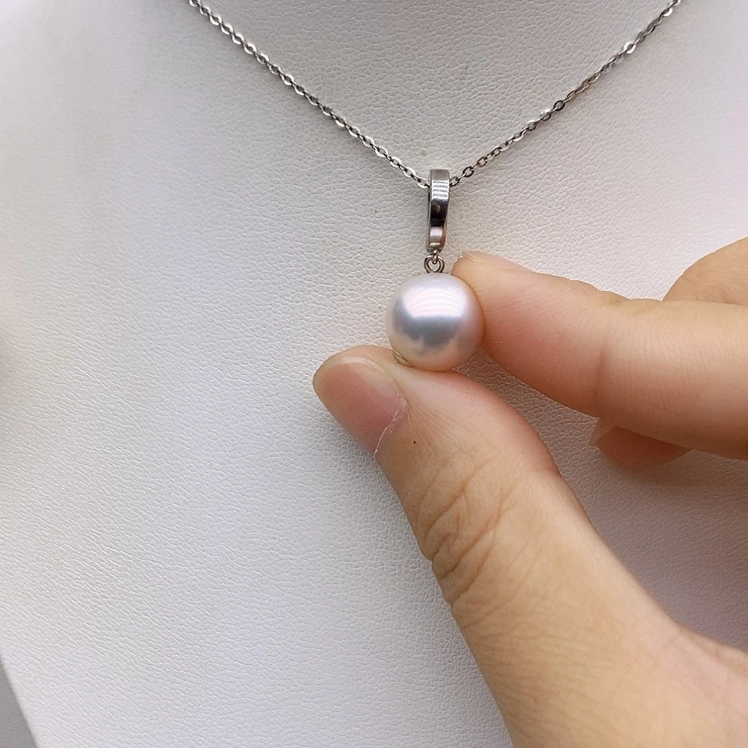 淡水珍珠银S925镶嵌吊坠(赠链)