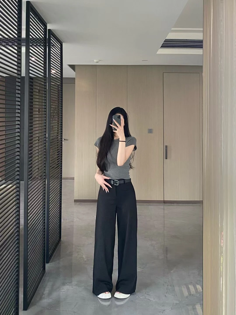 85002高腰显瘦阔腿裤