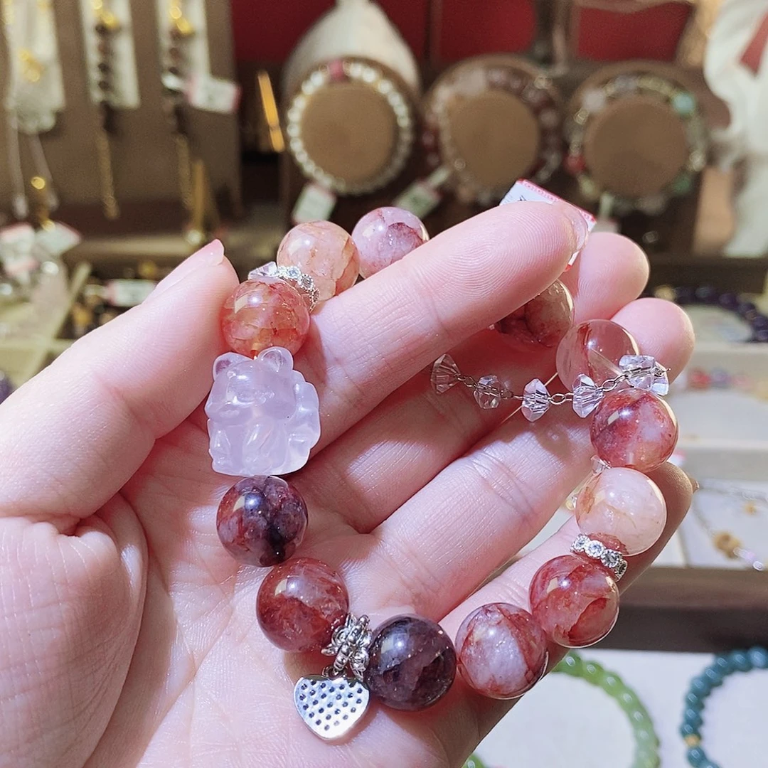 烟晶手链未镶嵌凤九胶花手链