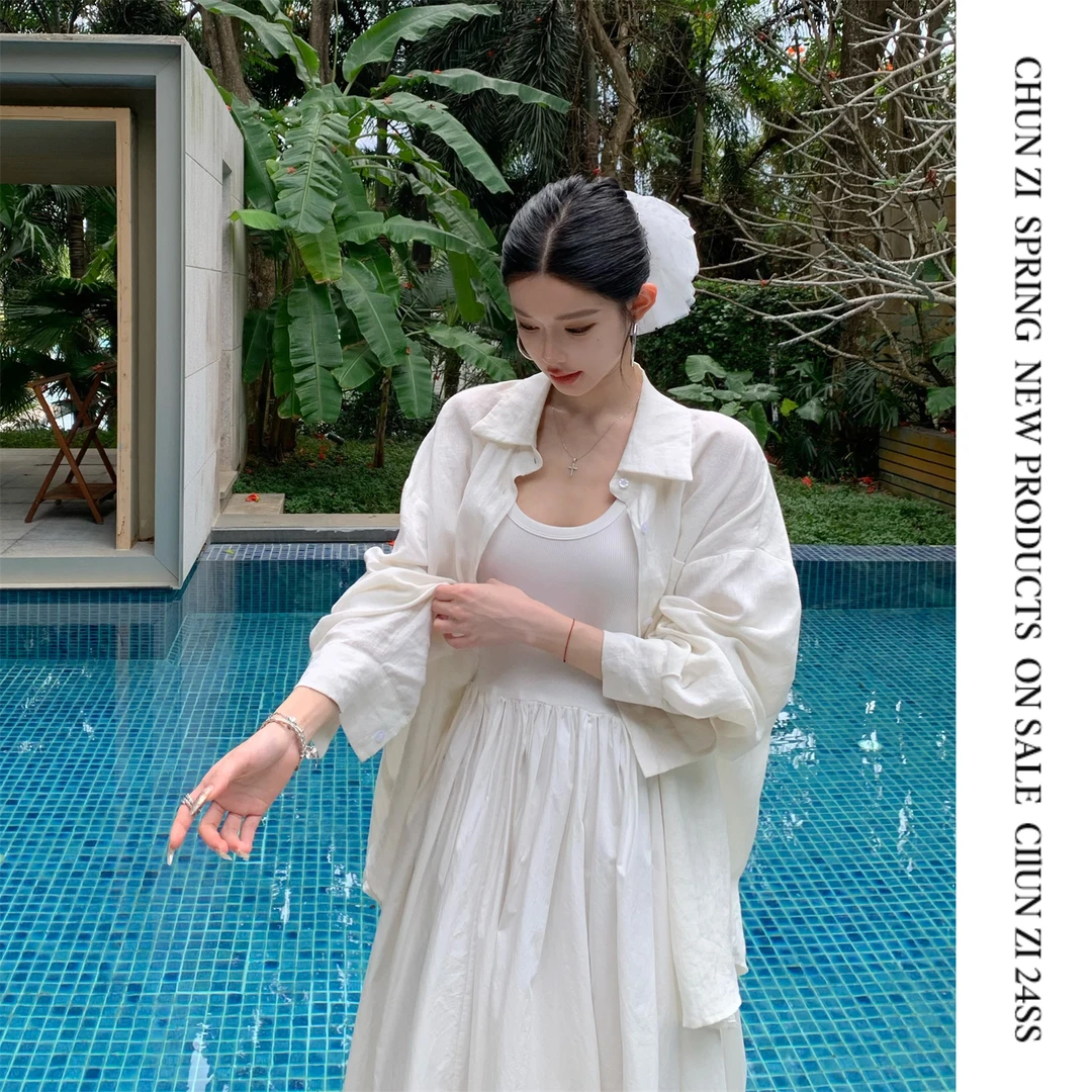 【CHUN ZI】松弛随性 舒适亚麻衬衫 宽松版型简约防晒长袖衬衣